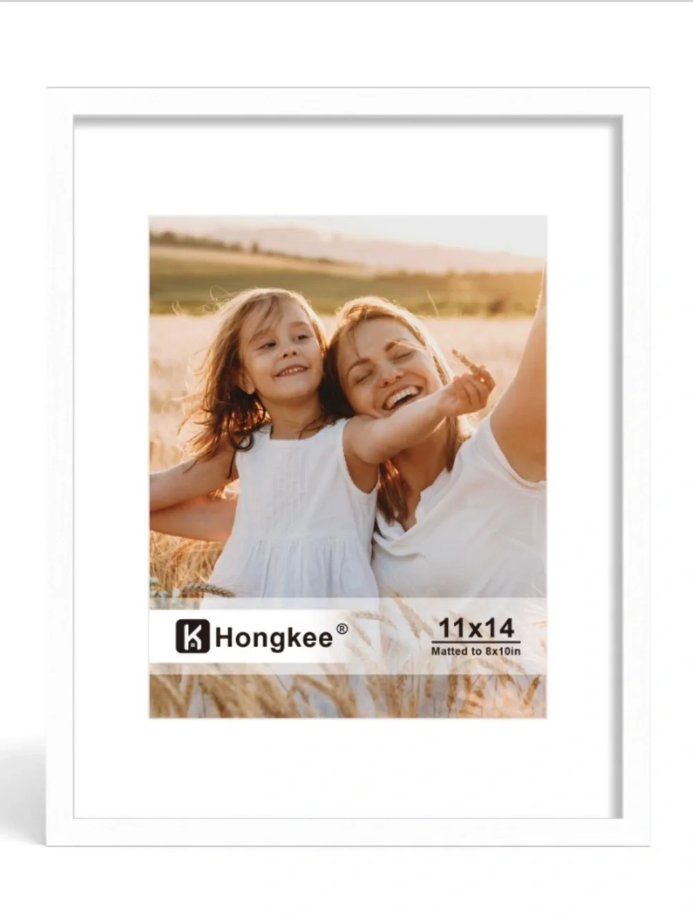 WHITE Solid Wood and Glass Picture Frame 11x14” (matted to 8x10”)